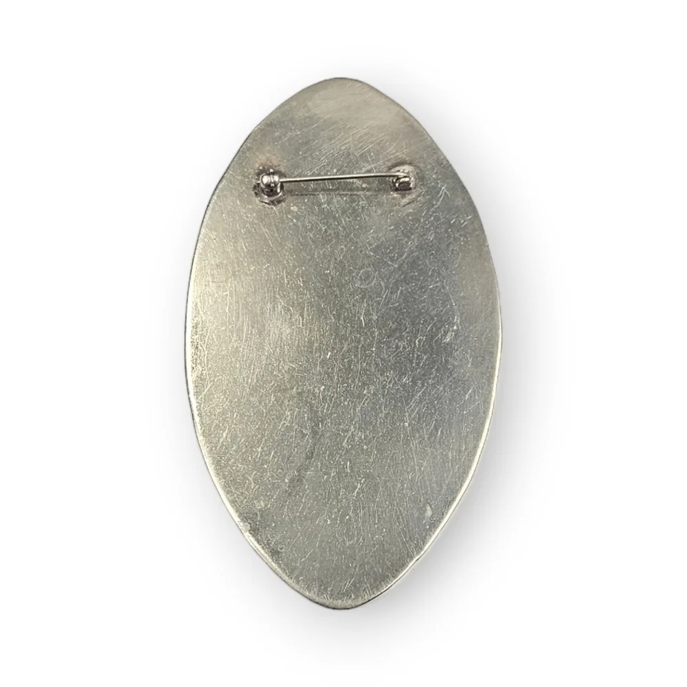 Vintage Cockatoo Brooch Brass Alpaca Silver Large Oval Tropical Bird  40s 3 3/8